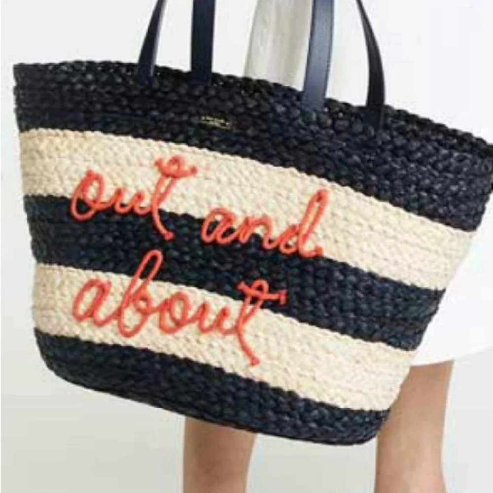 Kate Spade NWT Out and About Straw Tote from Shore Thing Line Retails $298 - Picture 7 of 14